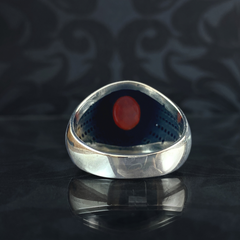 Men Handmade Pinky Red Stone Ruby 925 Silver Ring