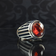 Men Handmade Pinky Red Stone Ruby 925 Silver Ring