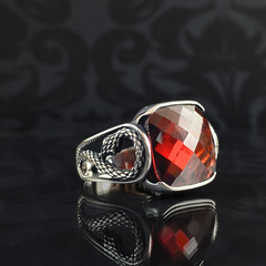 Red Ruby Stone 925 Sterling Silver Men Handmade Turkish Ring