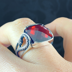 Red Ruby Stone 925 Sterling Silver Men Handmade Turkish Ring