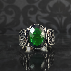 Green Emerald Stone 925 Sterling Silver Men Handmade Ring