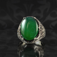 Anillo de plata maciza de piedra esmeralda 925, anillo de piedra preciosa esmeralda verde 