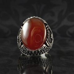 Phoenix Red 925 Silver Men Gemstone Ring