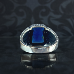 Sapphire Gemstone 925 Sterling Silver Men Ring