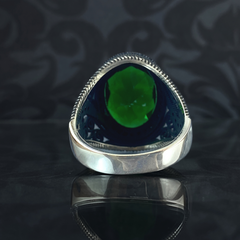 Green Emerald Stone 925 Sterling Silver Men Handmade Ring