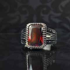 Red Ruby Gemstone 925 Sterling Silver Men Handmade Ring