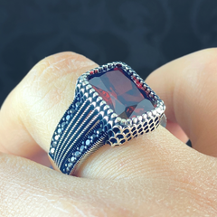 Red Ruby Gemstone 925 Sterling Silver Men Handmade Ring