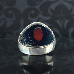 Red Ruby Stone 925 Solid Silver Men Handmade Ring