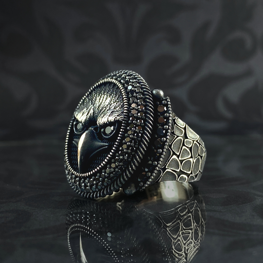 Eagle Head 925 Sterling Silver Men Handmade Ring