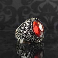 Red Ruby Stone 925 Solid Silver Men Handmade Ring