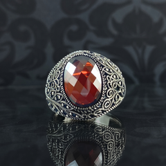 Red Ruby Stone 925 Solid Silver Men Handmade Ring