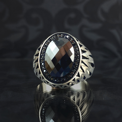 Men Handmade Black Onyx Stone 925 Sterling Silver Ring