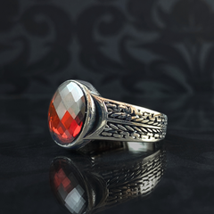 Men Handmade Red Ruby Stone 925 Sterling Silver Ring