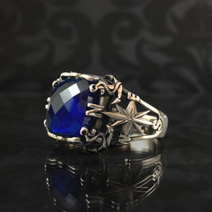 Sapphire Gemstone 925 Sterling Silver Men Ring