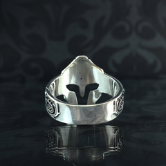 Hand Engraved Helmet Warrior 925 Sterling Silver Ring