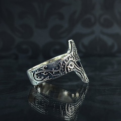 Hand Engraved Helmet Warrior 925 Sterling Silver Ring