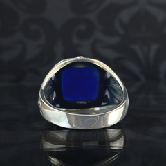 Sapphire Gemstone 925 Solid Silver Men Handmade Ring