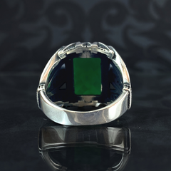 Anillo de plata maciza de piedra esmeralda 925, anillo de piedra preciosa esmeralda verde 