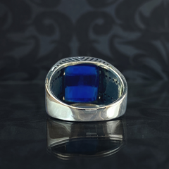 Sapphire Gemstone 925 Sterling Silver Men Ring