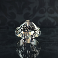 Hand Engraved Helmet Warrior 925 Sterling Silver Ring