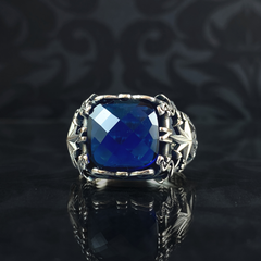 Sapphire Gemstone 925 Sterling Silver Men Ring