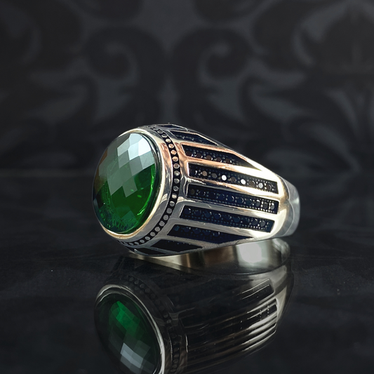 Emerald Stone 925 Sterling Silver Green Color Ring