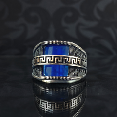 Sapphire Gemstone 925 Sterling Silver Men Ring