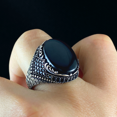 Black Onyx Gemstone 925 Sterling Silver Men Handmade Ring