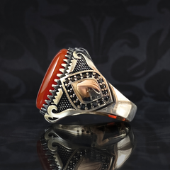 Turkish Handmade Red Agate Gemstone 925 Sterling Silver Ring