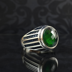 Emerald Stone 925 Sterling Silver Green Color Ring