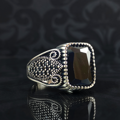 Black Stone 925 Sterling Silver Men Handmade Ring