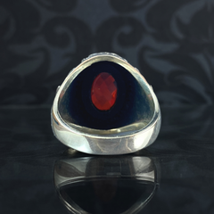 Red Ruby Mosque 925 Sterling Silver Men Handmade Ring