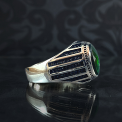 Emerald Stone 925 Sterling Silver Green Color Ring