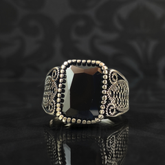 Black Stone 925 Sterling Silver Men Handmade Ring