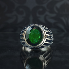 Emerald Stone 925 Sterling Silver Green Color Ring