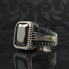 Black Onyx Gemstone 925 Solid Silver Men Ring