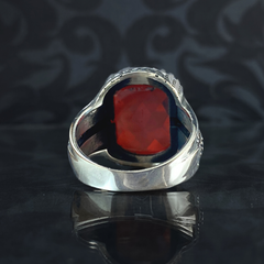 Red Ruby Gemstone 925 Solid Silver Men Ring