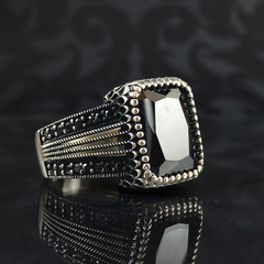 Black Onyx Gemstone 925 Solid Silver Men Ring