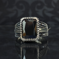 Black Onyx Gemstone 925 Solid Silver Men Ring