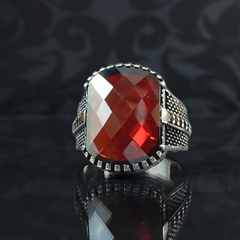 Red Ruby Gemstone 925 Solid Silver Men Ring