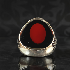 Red Agate Gemstone 925 Sterling Silver Men Ring