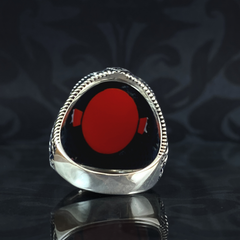 Red Agate Gemstone 925 Sterling Silver Men Rİng