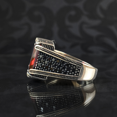 Red Ruby Gemstone 925 Solid Silver Men Ring