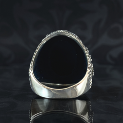 Oval Black Onyx Stone 925 Sterling Silver Men Ring