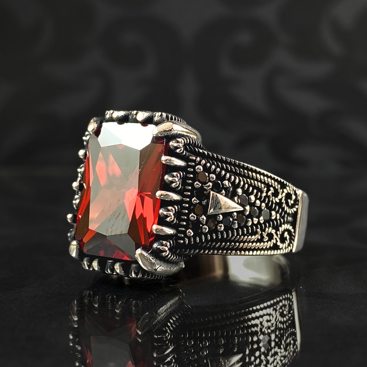 Red Ruby Stone 925 Sterling Silver Men Ring