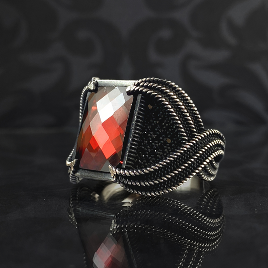 Ruby Stone 925 Sterling Silver Men Handmade Red Color Ring