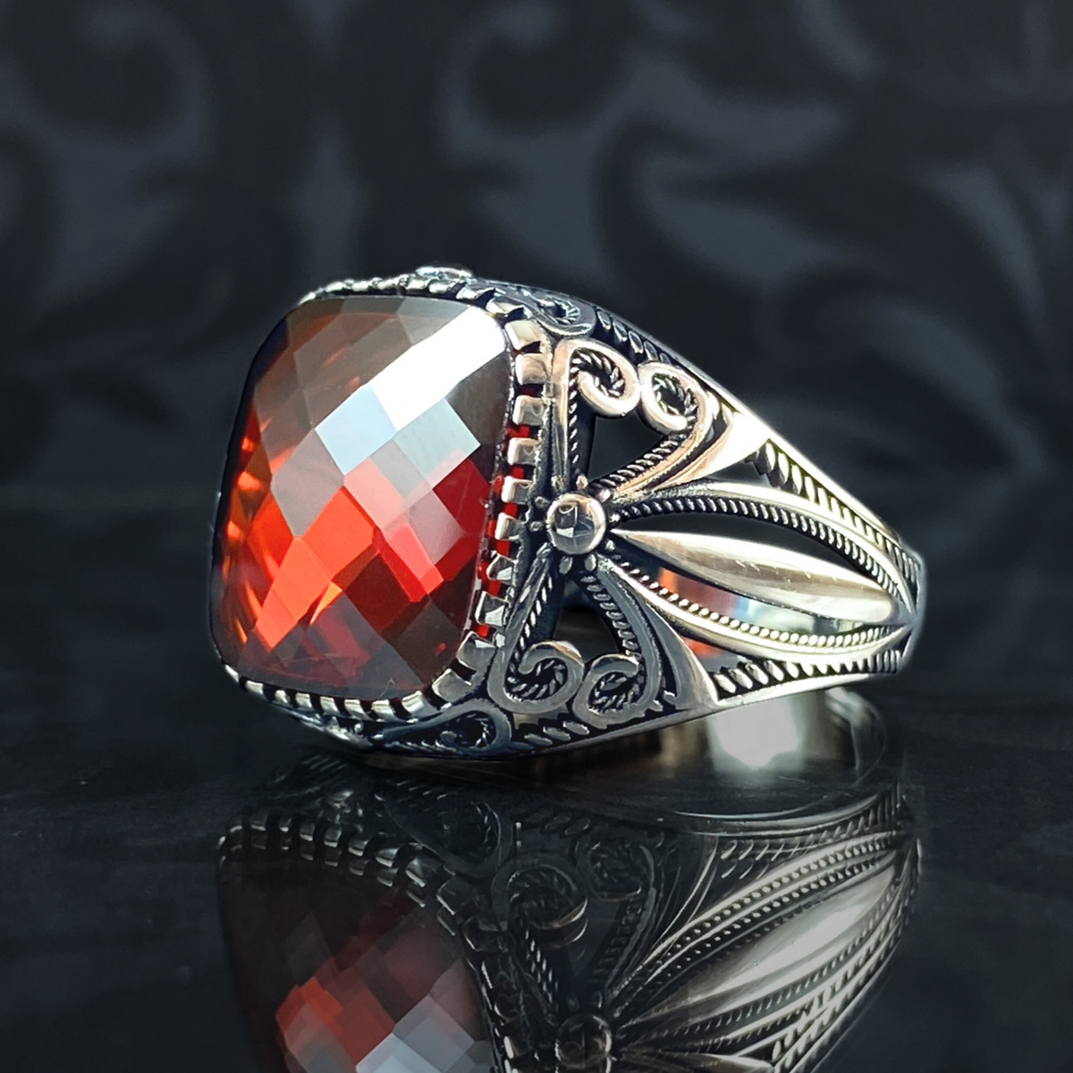 Red Ruby Gemstone 925 Sterling Silver Men Handmade Ring