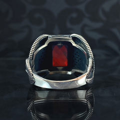 Ruby Stone 925 Sterling Silver Men Handmade Red Color Ring