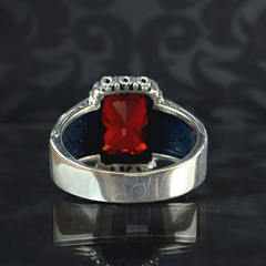 Red Ruby Stone 925 Sterling Silver Men Ring