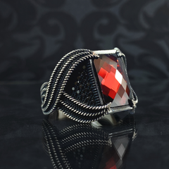 Ruby Stone 925 Sterling Silver Men Handmade Red Color Ring